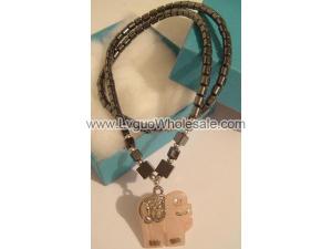 Rose Quartz Elephant Pendant Chain Choker Fashion Necklace